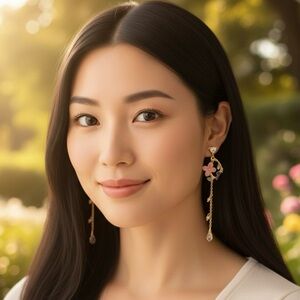 Enchanted Blossom Cascading Asymmetry Dangle Drop Earrings